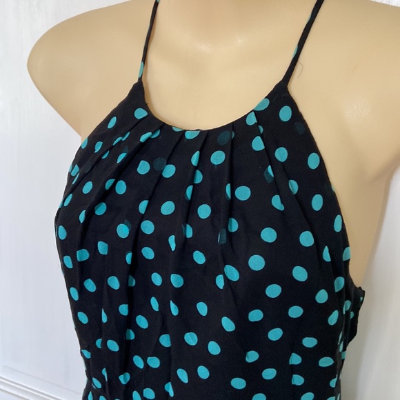 Nine West Black Turquoise PolkaDot Silk Dress Sz 4 - Picture 2 of 12